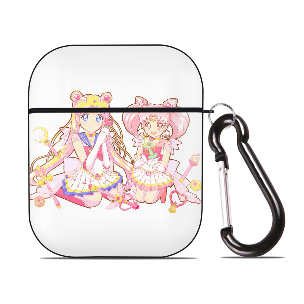 （画像用） 美少女戦士セーラームーン 月野 うさぎ つきの うさぎ Sailor Moon Tsukino Usagi AirPods 第2世代保護ケース ハードシェル ブラック 耐衝撃・防指紋・カラビナ付き