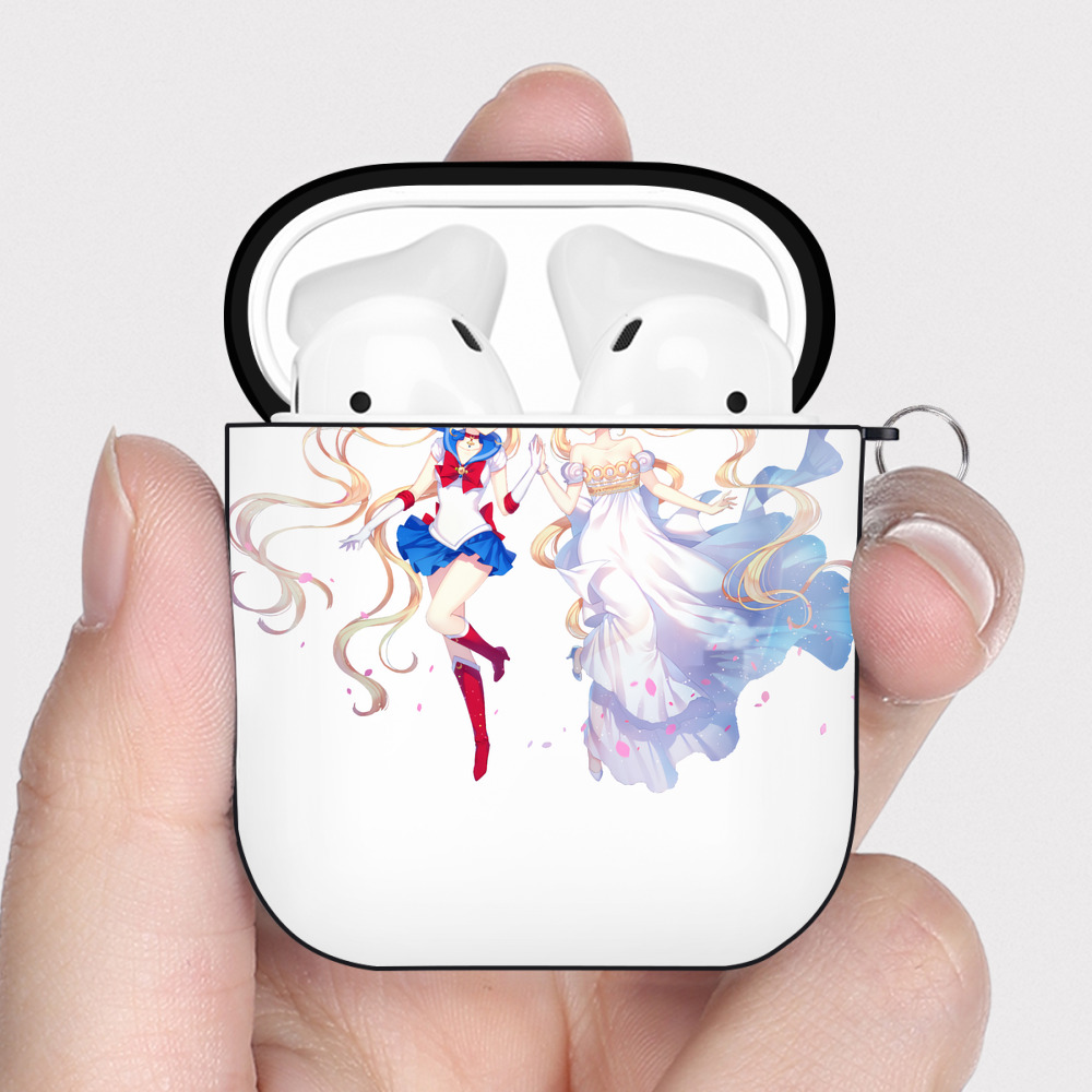 （画像用） 美少女戦士セーラームーン 月野 うさぎ つきの うさぎ Sailor Moon Tsukino Usagi AirPods 第2世代保護ケース ハードシェル ブラック 耐衝撃・防指紋・カラビナ付き