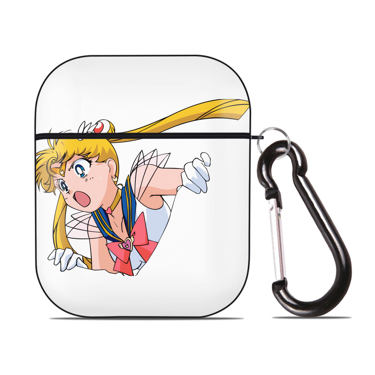（画像用） 美少女戦士セーラームーン 月野 うさぎ つきの うさぎ Sailor Moon Tsukino Usagi AirPods 第2世代保護ケース ハードシェル ブラック 耐衝撃・防指紋・カラビナ付き