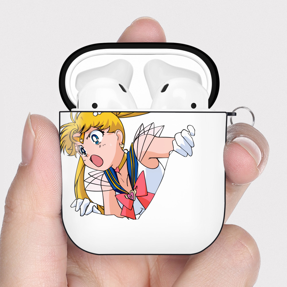 （画像用） 美少女戦士セーラームーン 月野 うさぎ つきの うさぎ Sailor Moon Tsukino Usagi AirPods 第2世代保護ケース ハードシェル ブラック 耐衝撃・防指紋・カラビナ付き