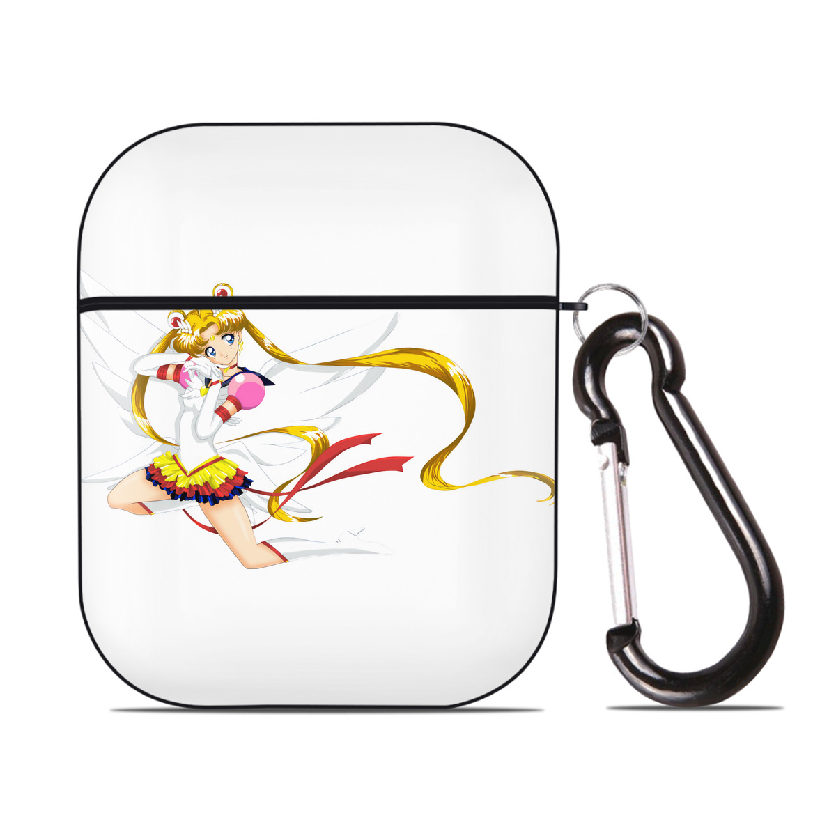 （画像用） 美少女戦士セーラームーン 月野 うさぎ つきの うさぎ Sailor Moon Tsukino Usagi AirPods 第2世代保護ケース ハードシェル ブラック 耐衝撃・防指紋・カラビナ付き