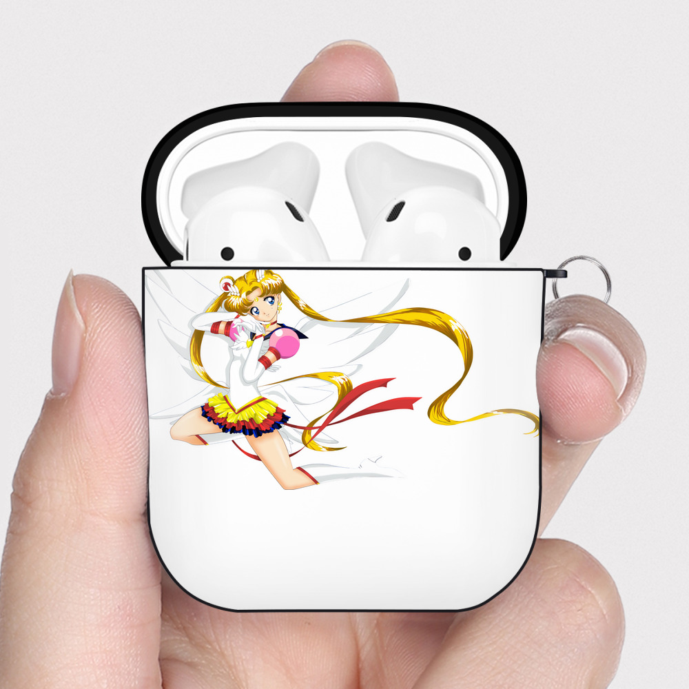 （画像用） 美少女戦士セーラームーン 月野 うさぎ つきの うさぎ Sailor Moon Tsukino Usagi AirPods 第2世代保護ケース ハードシェル ブラック 耐衝撃・防指紋・カラビナ付き