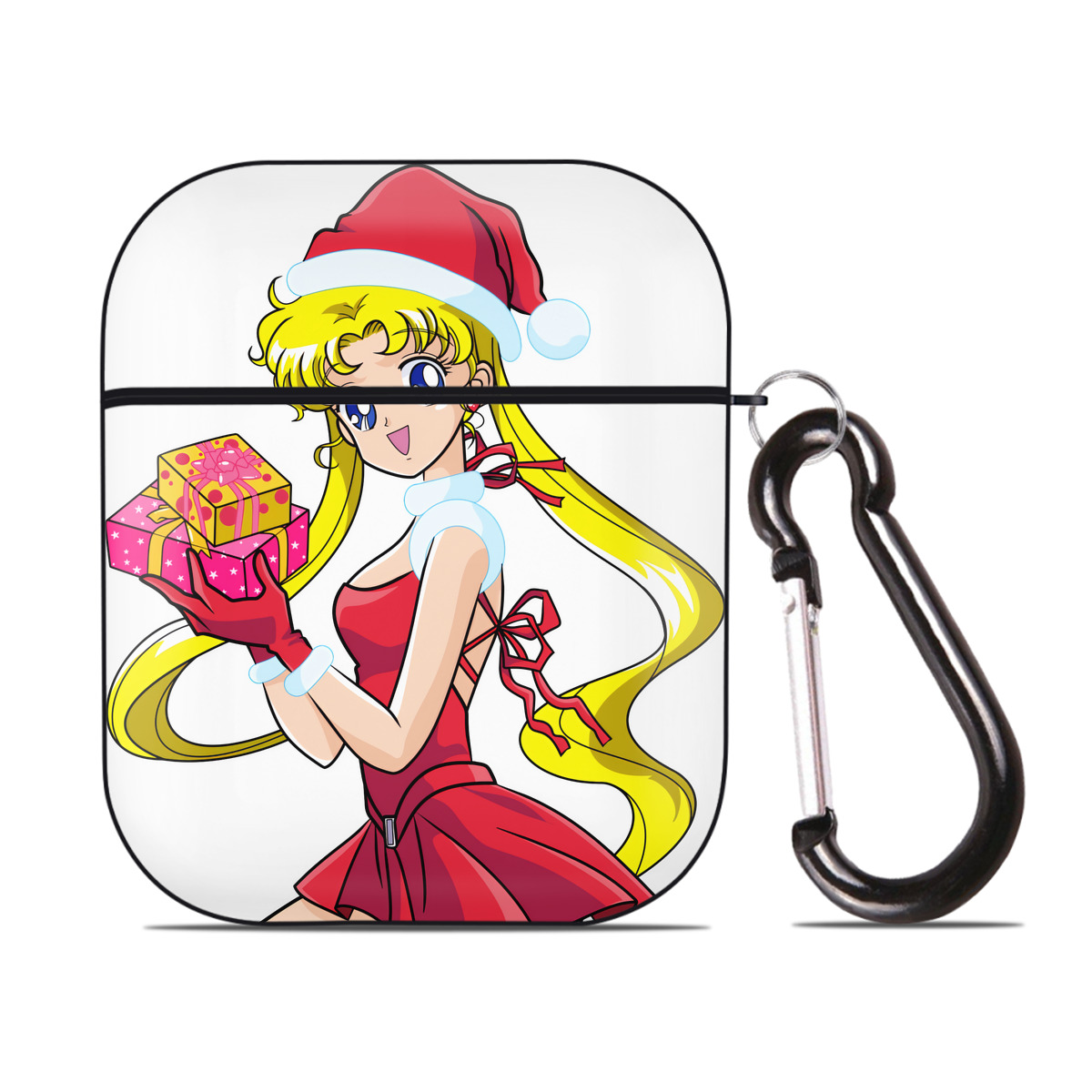（画像用） 美少女戦士セーラームーン 月野 うさぎ つきの うさぎ Sailor Moon Tsukino Usagi AirPods 第2世代保護ケース ハードシェル ブラック 耐衝撃・防指紋・カラビナ付き
