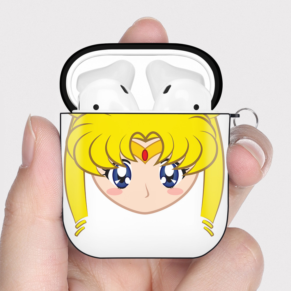 （画像用） 美少女戦士セーラームーン 月野 うさぎ つきの うさぎ Sailor Moon Tsukino Usagi AirPods 第2世代保護ケース ハードシェル ブラック 耐衝撃・防指紋・カラビナ付き