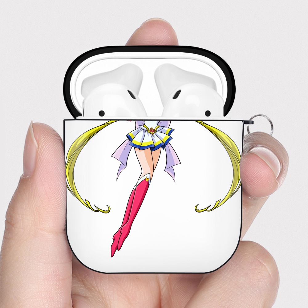 （画像用） 美少女戦士セーラームーン 月野 うさぎ つきの うさぎ Sailor Moon Tsukino Usagi AirPods 第2世代保護ケース ハードシェル ブラック 耐衝撃・防指紋・カラビナ付き