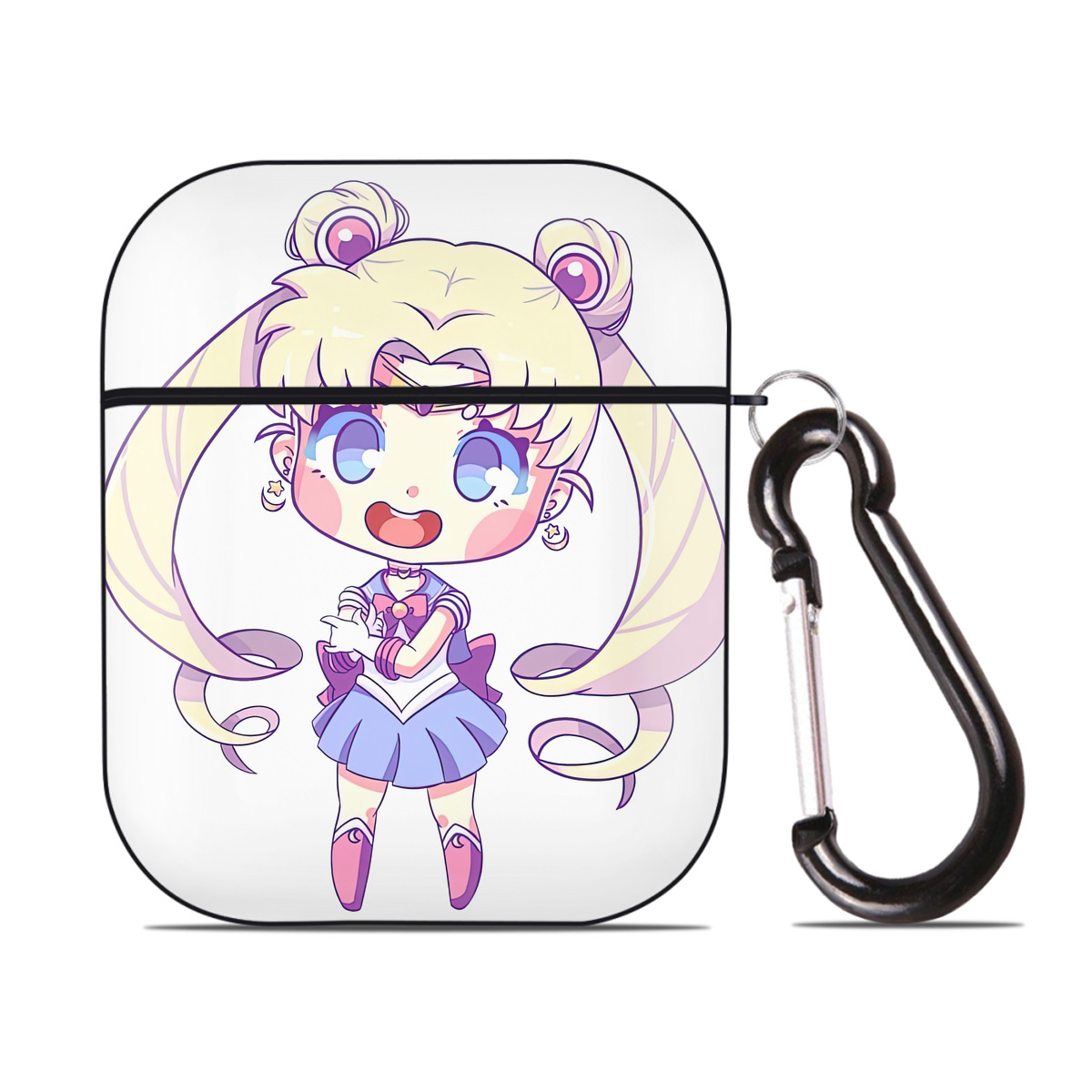 （画像用） 美少女戦士セーラームーン 月野 うさぎ つきの うさぎ Sailor Moon Tsukino Usagi AirPods 第2世代保護ケース ハードシェル ブラック 耐衝撃・防指紋・カラビナ付き