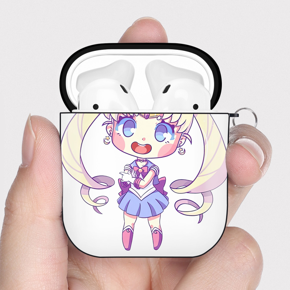 （画像用） 美少女戦士セーラームーン 月野 うさぎ つきの うさぎ Sailor Moon Tsukino Usagi AirPods 第2世代保護ケース ハードシェル ブラック 耐衝撃・防指紋・カラビナ付き