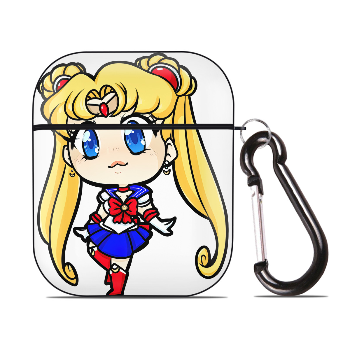 （画像用） 美少女戦士セーラームーン 月野 うさぎ つきの うさぎ Sailor Moon Tsukino Usagi AirPods 第2世代保護ケース ハードシェル ブラック 耐衝撃・防指紋・カラビナ付き