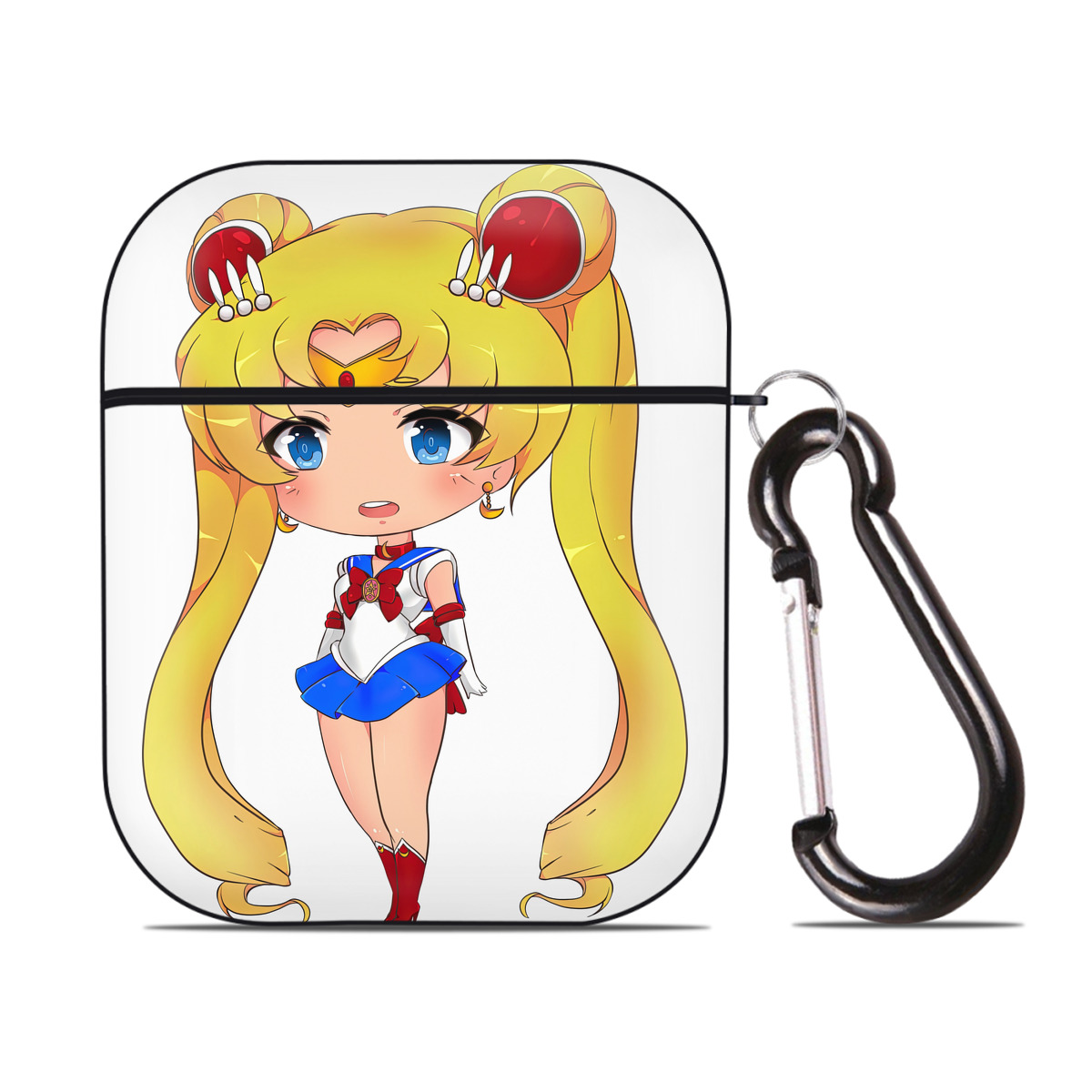 （画像用） 美少女戦士セーラームーン 月野 うさぎ つきの うさぎ Sailor Moon Tsukino Usagi AirPods 第2世代保護ケース ハードシェル ブラック 耐衝撃・防指紋・カラビナ付き