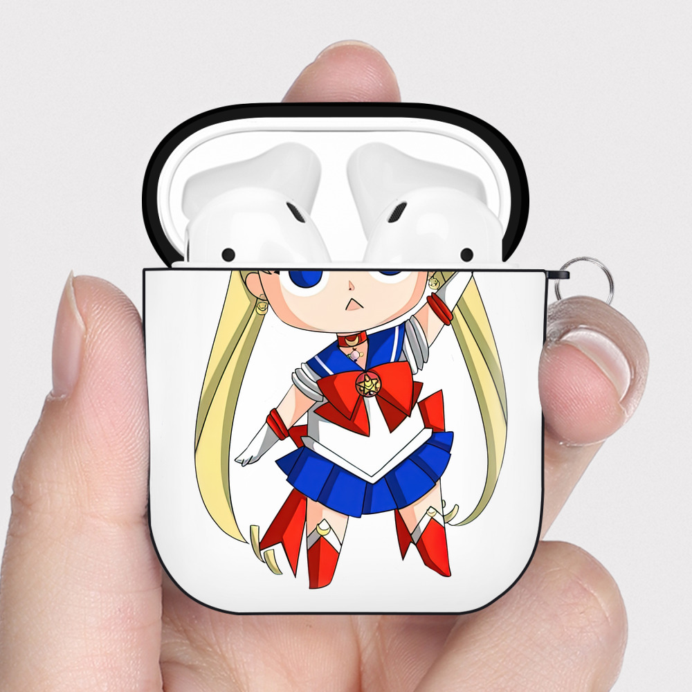 （画像用） 美少女戦士セーラームーン 月野 うさぎ つきの うさぎ Sailor Moon Tsukino Usagi AirPods 第2世代保護ケース ハードシェル ブラック 耐衝撃・防指紋・カラビナ付き
