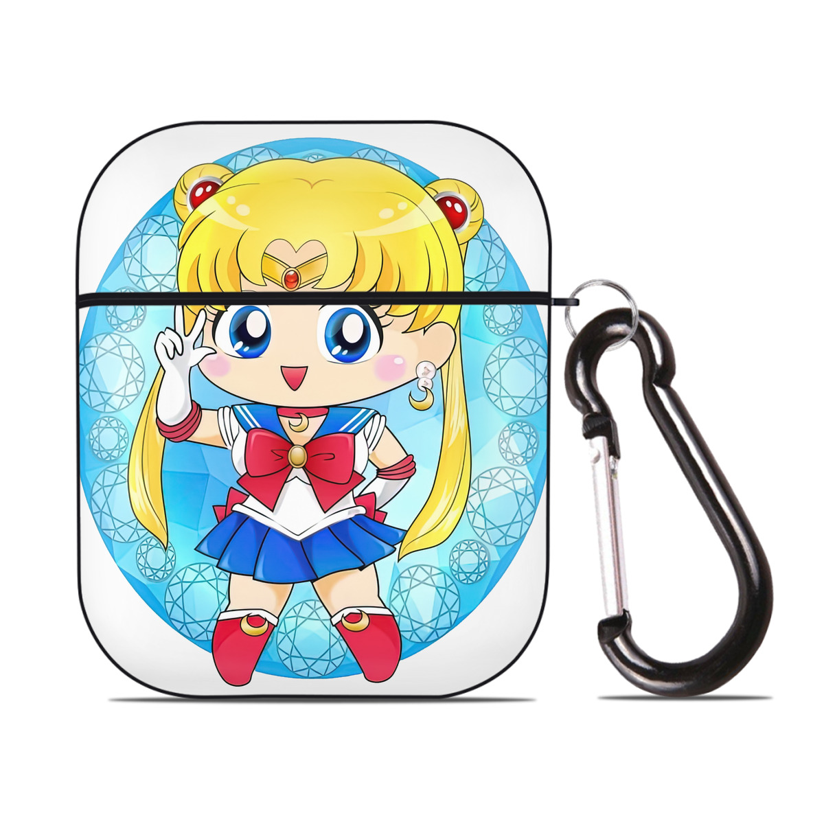 （画像用） 美少女戦士セーラームーン 月野 うさぎ つきの うさぎ Sailor Moon Tsukino Usagi AirPods 第2世代保護ケース ハードシェル ブラック 耐衝撃・防指紋・カラビナ付き