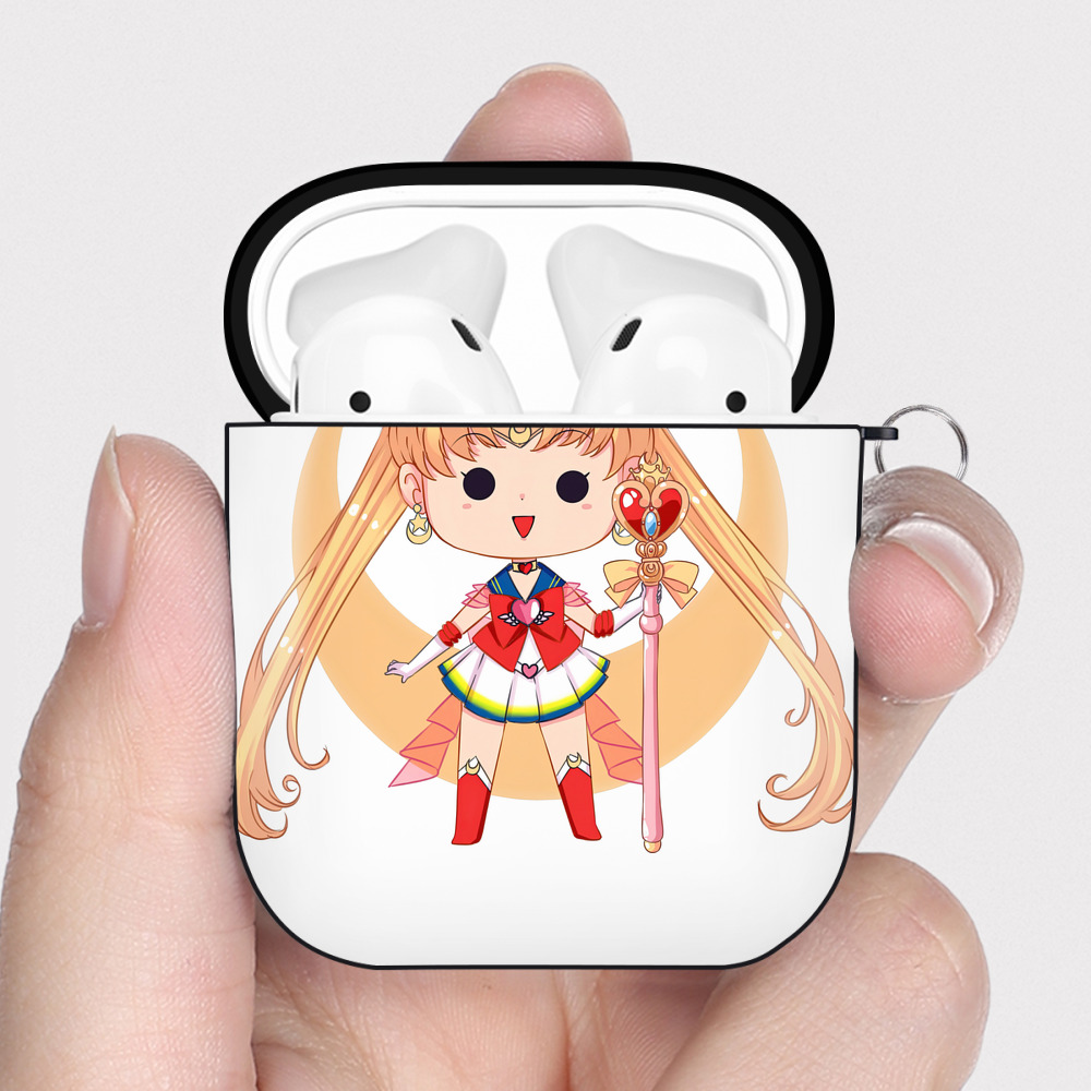 （画像用） 美少女戦士セーラームーン 月野 うさぎ つきの うさぎ Sailor Moon Tsukino Usagi AirPods 第2世代保護ケース ハードシェル ブラック 耐衝撃・防指紋・カラビナ付き
