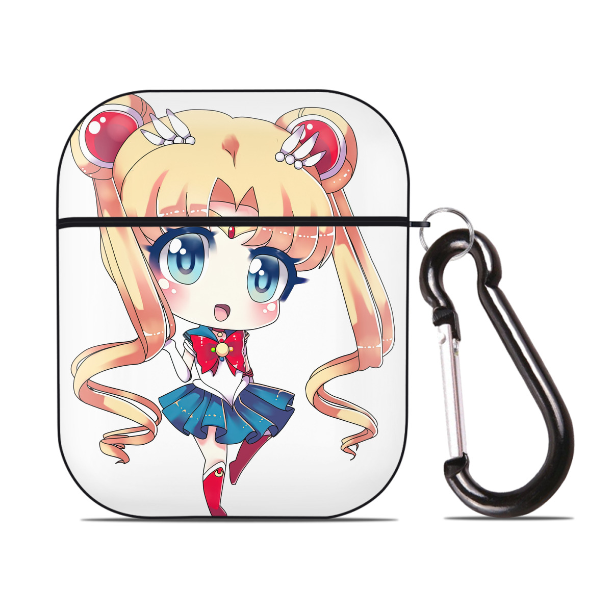 （画像用） 美少女戦士セーラームーン 月野 うさぎ つきの うさぎ Sailor Moon Tsukino Usagi AirPods 第2世代保護ケース ハードシェル ブラック 耐衝撃・防指紋・カラビナ付き