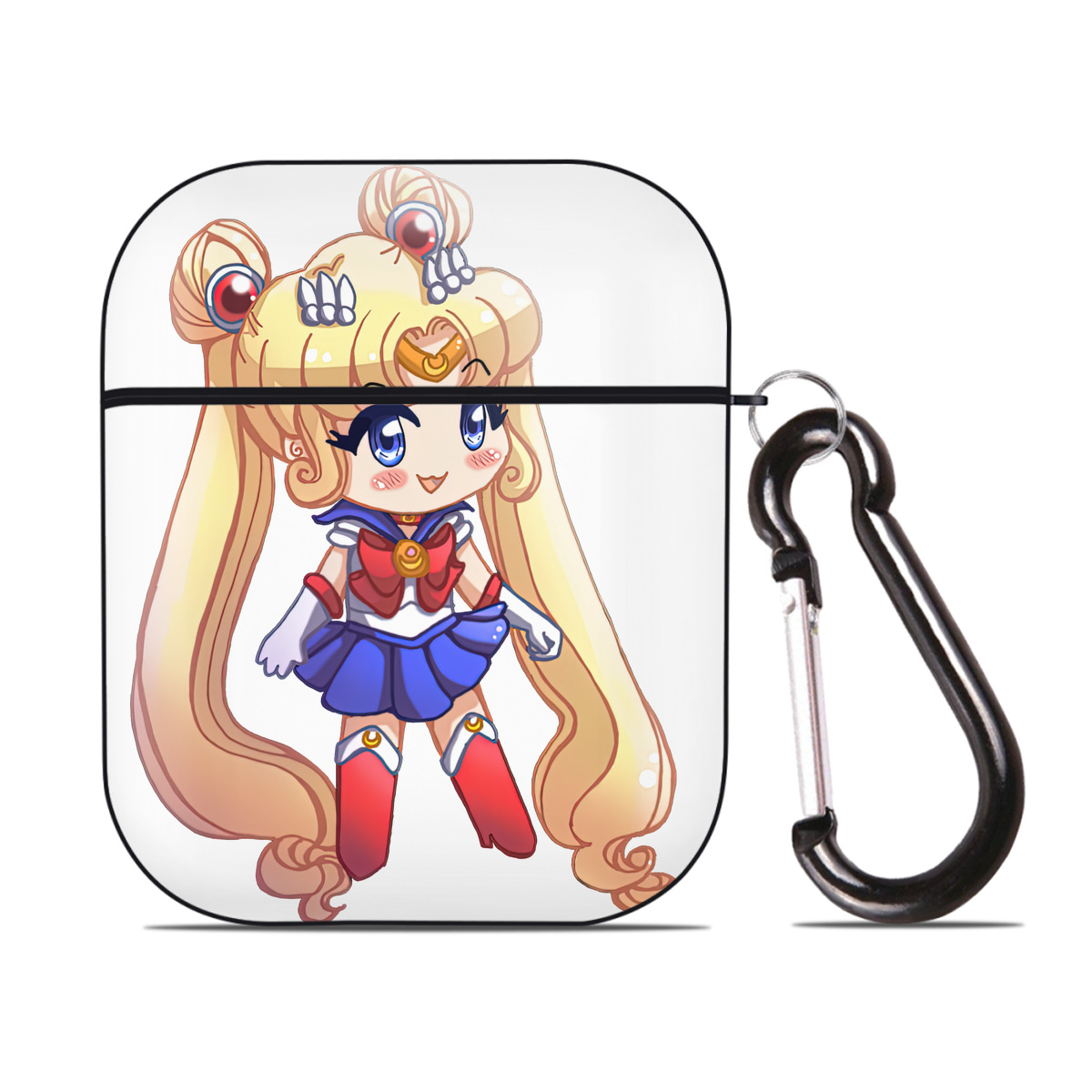 （画像用） 美少女戦士セーラームーン 月野 うさぎ つきの うさぎ Sailor Moon Tsukino Usagi AirPods 第2世代保護ケース ハードシェル ブラック 耐衝撃・防指紋・カラビナ付き
