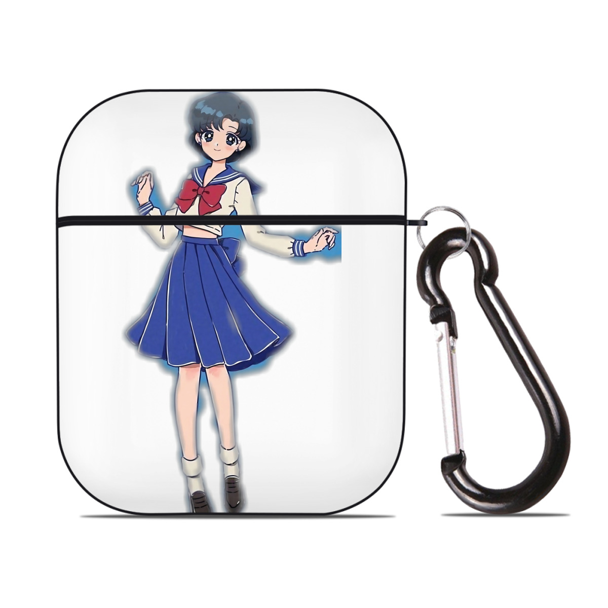 （画像用） 美少女戦士セーラームーン 水野 亜美 みずの あみ Sailor Moon Mizuno Ami AirPods 第2世代保護ケース ハードシェル ブラック 耐衝撃・防指紋・カラビナ付き