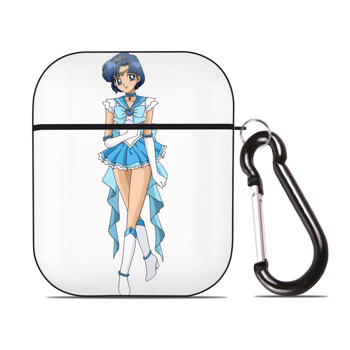 （画像用） 美少女戦士セーラームーン 水野 亜美 みずの あみ Sailor Moon Mizuno Ami AirPods 第2世代保護ケース ハードシェル ブラック 耐衝撃・防指紋・カラビナ付き