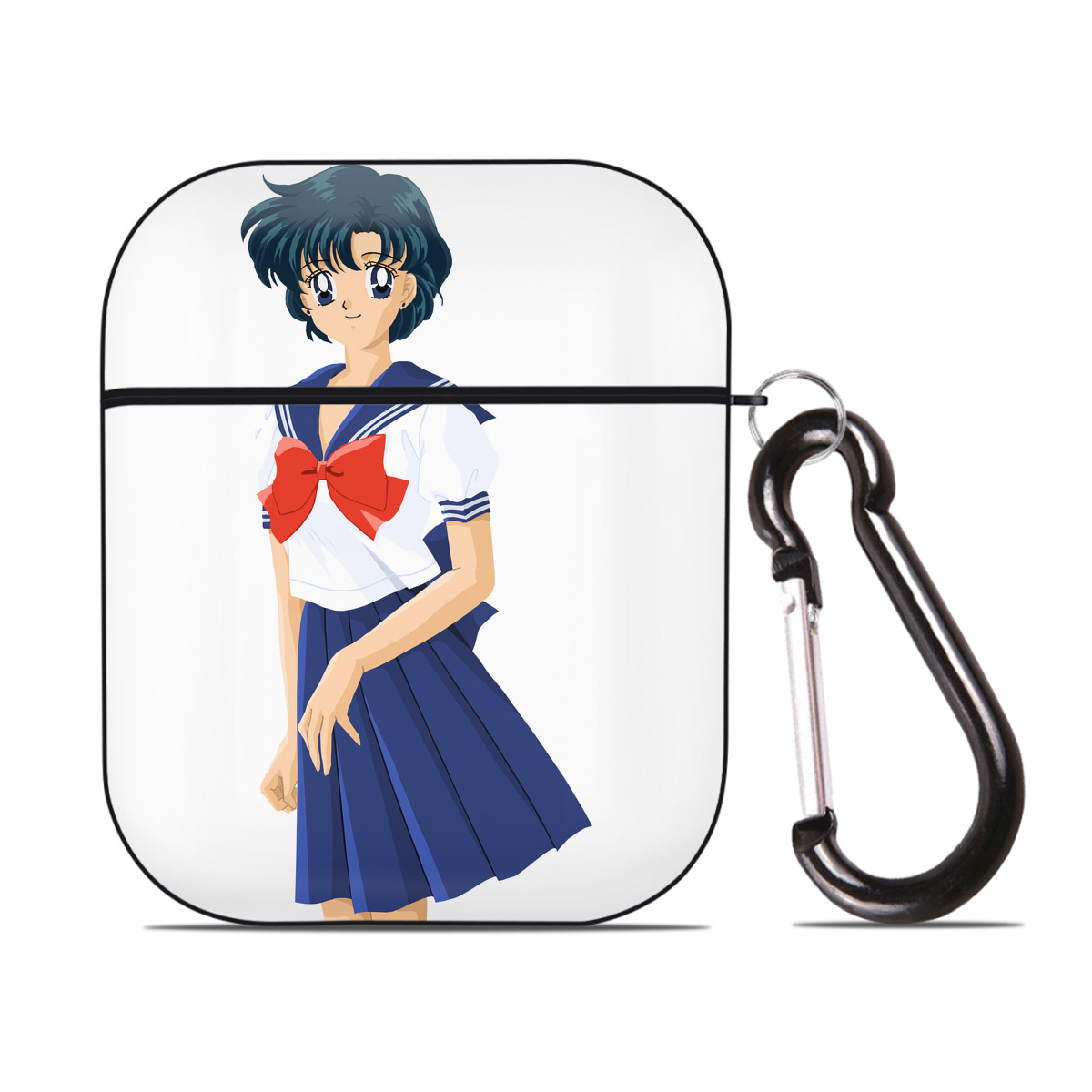（画像用） 美少女戦士セーラームーン 水野 亜美 みずの あみ Sailor Moon Mizuno Ami AirPods 第2世代保護ケース ハードシェル ブラック 耐衝撃・防指紋・カラビナ付き