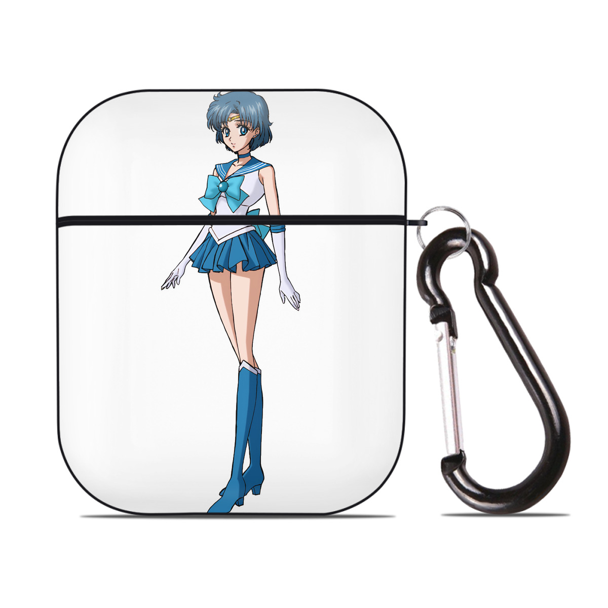 （画像用） 美少女戦士セーラームーン 水野 亜美 みずの あみ Sailor Moon Mizuno Ami AirPods 第2世代保護ケース ハードシェル ブラック 耐衝撃・防指紋・カラビナ付き