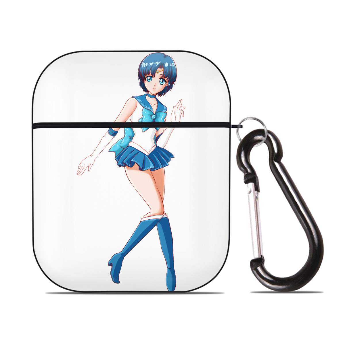 （画像用） 美少女戦士セーラームーン 水野 亜美 みずの あみ Sailor Moon Mizuno Ami AirPods 第2世代保護ケース ハードシェル ブラック 耐衝撃・防指紋・カラビナ付き