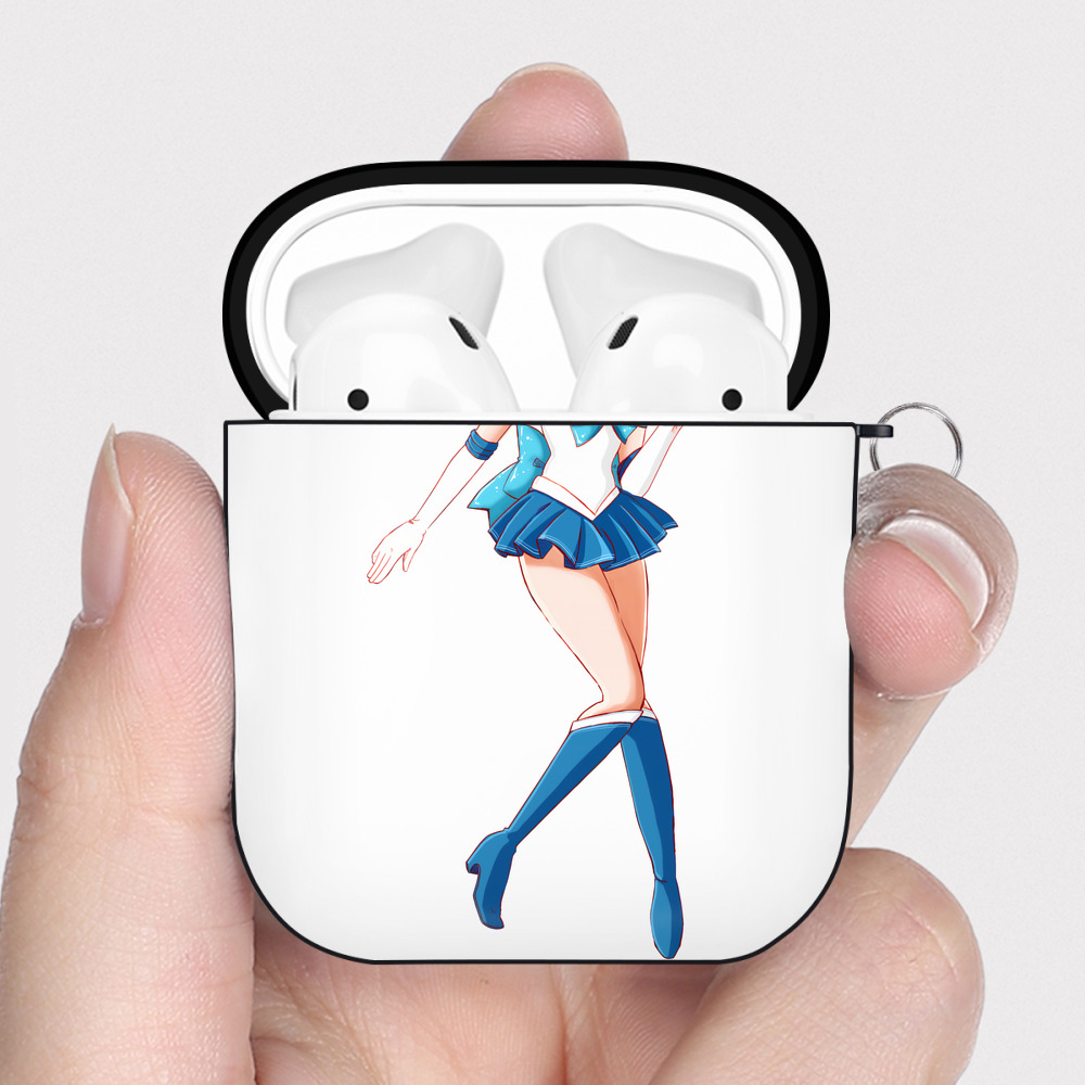 （画像用） 美少女戦士セーラームーン 水野 亜美 みずの あみ Sailor Moon Mizuno Ami AirPods 第2世代保護ケース ハードシェル ブラック 耐衝撃・防指紋・カラビナ付き