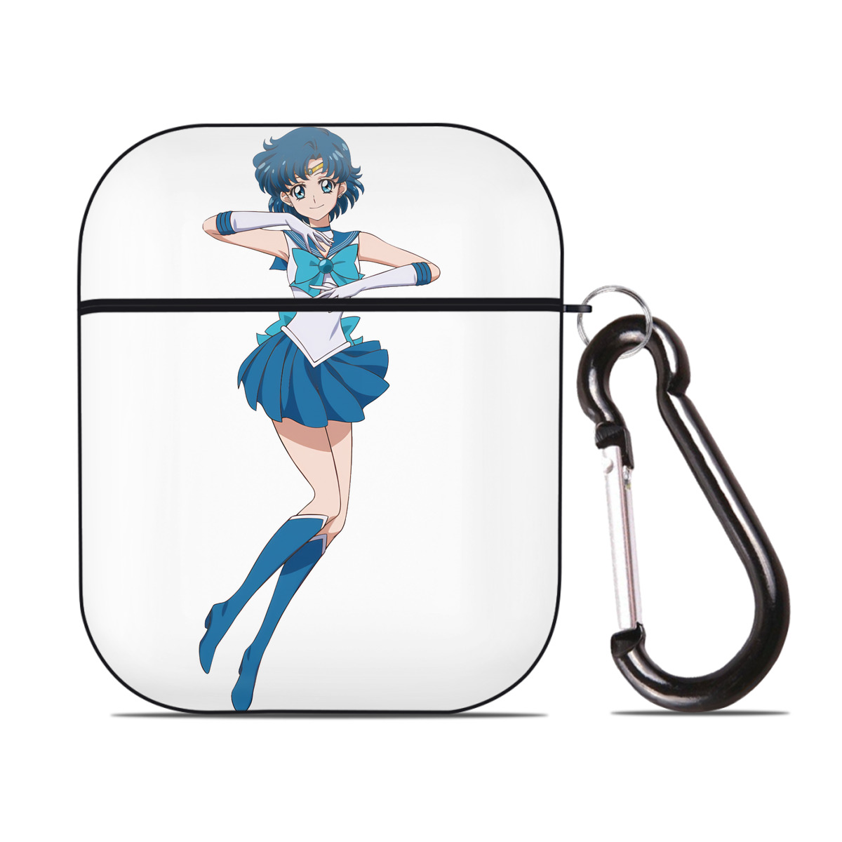 （画像用） 美少女戦士セーラームーン 水野 亜美 みずの あみ Sailor Moon Mizuno Ami AirPods 第2世代保護ケース ハードシェル ブラック 耐衝撃・防指紋・カラビナ付き
