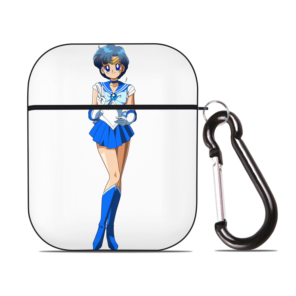 （画像用） 美少女戦士セーラームーン 水野 亜美 みずの あみ Sailor Moon Mizuno Ami AirPods 第2世代保護ケース ハードシェル ブラック 耐衝撃・防指紋・カラビナ付き
