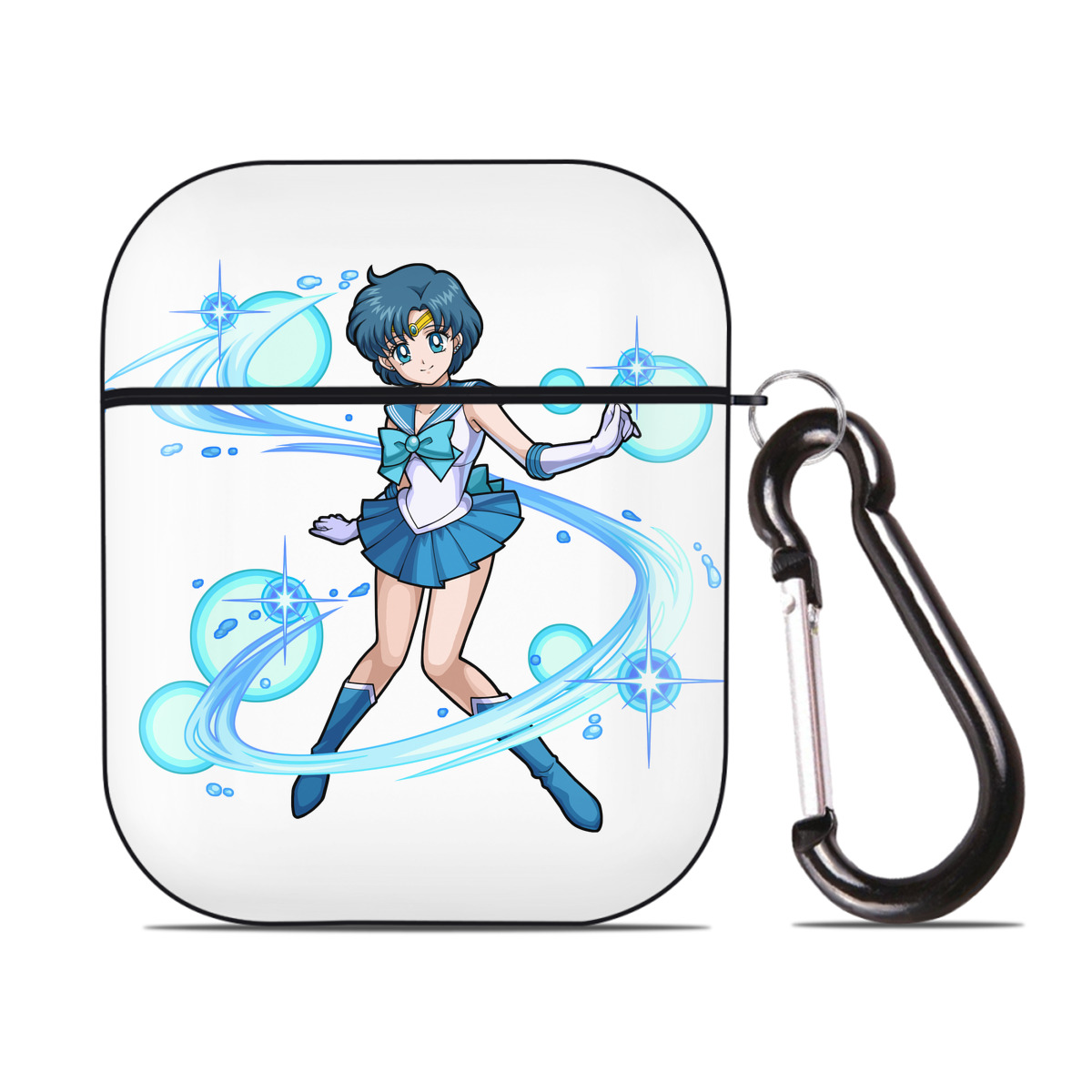 （画像用） 美少女戦士セーラームーン 水野 亜美 みずの あみ Sailor Moon Mizuno Ami AirPods 第2世代保護ケース ハードシェル ブラック 耐衝撃・防指紋・カラビナ付き