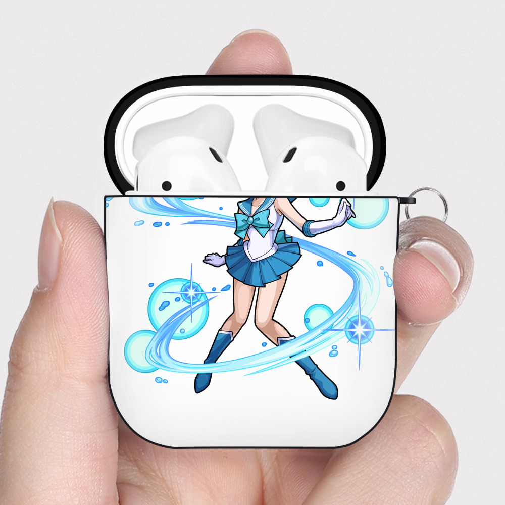 （画像用） 美少女戦士セーラームーン 水野 亜美 みずの あみ Sailor Moon Mizuno Ami AirPods 第2世代保護ケース ハードシェル ブラック 耐衝撃・防指紋・カラビナ付き