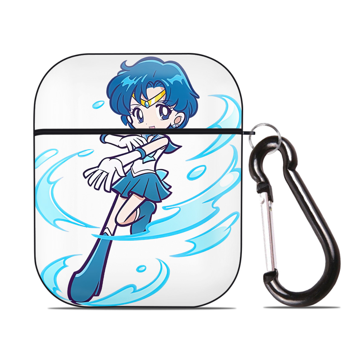 （画像用） 美少女戦士セーラームーン 水野 亜美 みずの あみ Sailor Moon Mizuno Ami AirPods 第2世代保護ケース ハードシェル ブラック 耐衝撃・防指紋・カラビナ付き