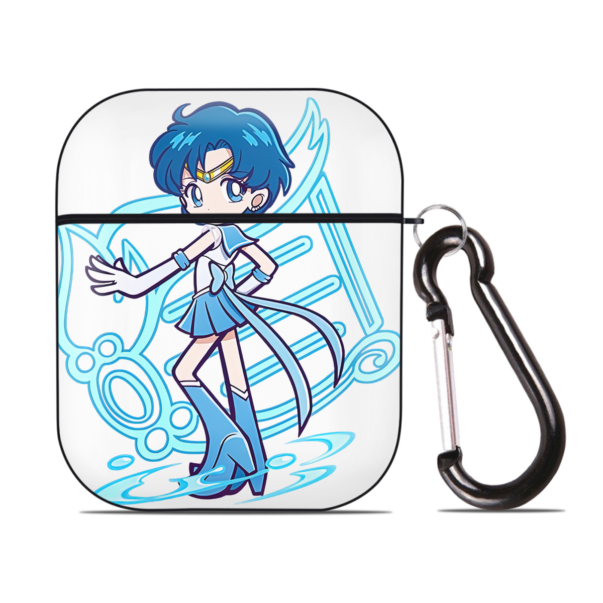 （画像用） 美少女戦士セーラームーン 水野 亜美 みずの あみ Sailor Moon Mizuno Ami AirPods 第2世代保護ケース ハードシェル ブラック 耐衝撃・防指紋・カラビナ付き