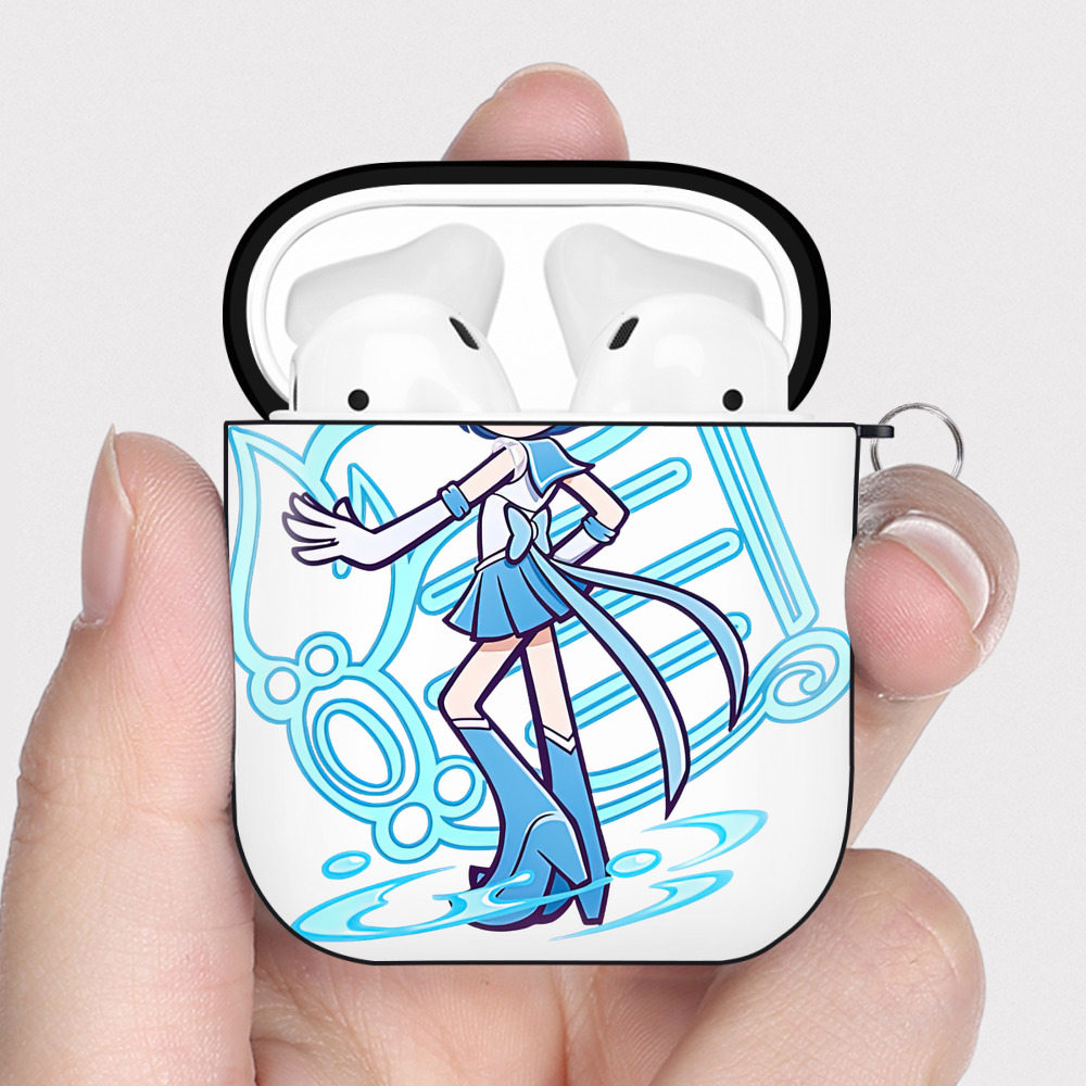 （画像用） 美少女戦士セーラームーン 水野 亜美 みずの あみ Sailor Moon Mizuno Ami AirPods 第2世代保護ケース ハードシェル ブラック 耐衝撃・防指紋・カラビナ付き