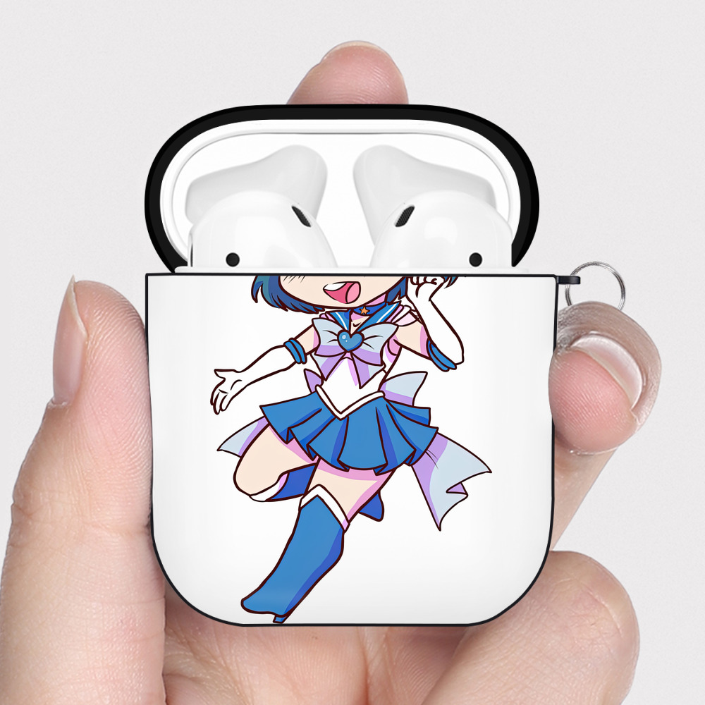 （画像用） 美少女戦士セーラームーン 水野 亜美 みずの あみ Sailor Moon Mizuno Ami AirPods 第2世代保護ケース ハードシェル ブラック 耐衝撃・防指紋・カラビナ付き