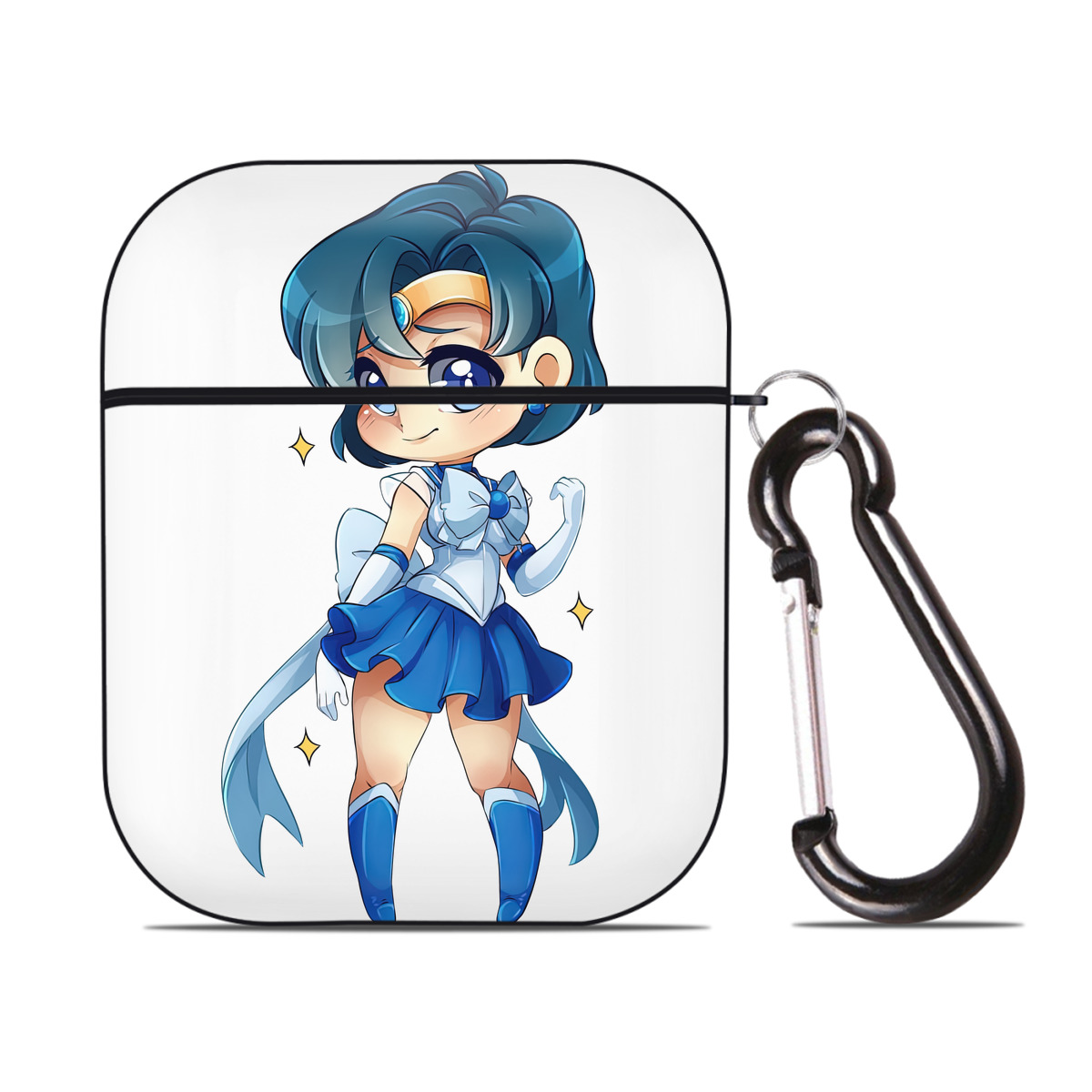 （画像用） 美少女戦士セーラームーン 水野 亜美 みずの あみ Sailor Moon Mizuno Ami AirPods 第2世代保護ケース ハードシェル ブラック 耐衝撃・防指紋・カラビナ付き