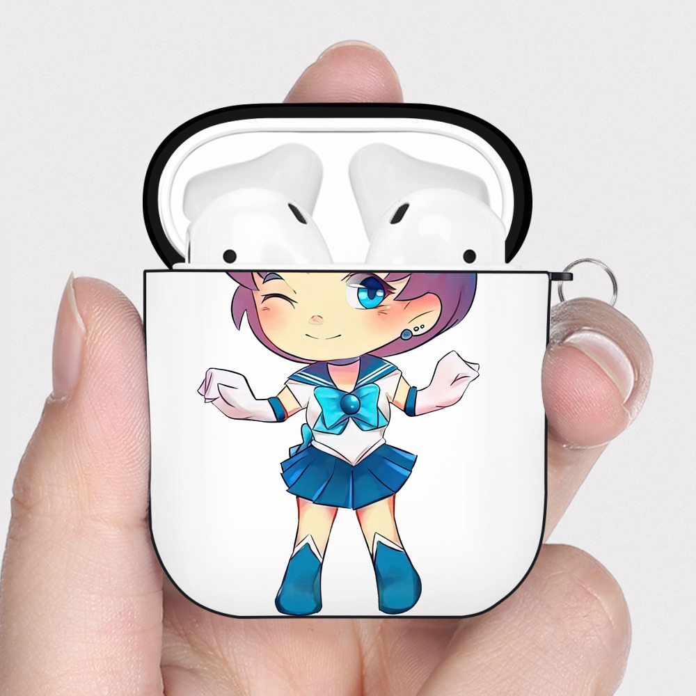 （画像用） 美少女戦士セーラームーン 水野 亜美 みずの あみ Sailor Moon Mizuno Ami AirPods 第2世代保護ケース ハードシェル ブラック 耐衝撃・防指紋・カラビナ付き