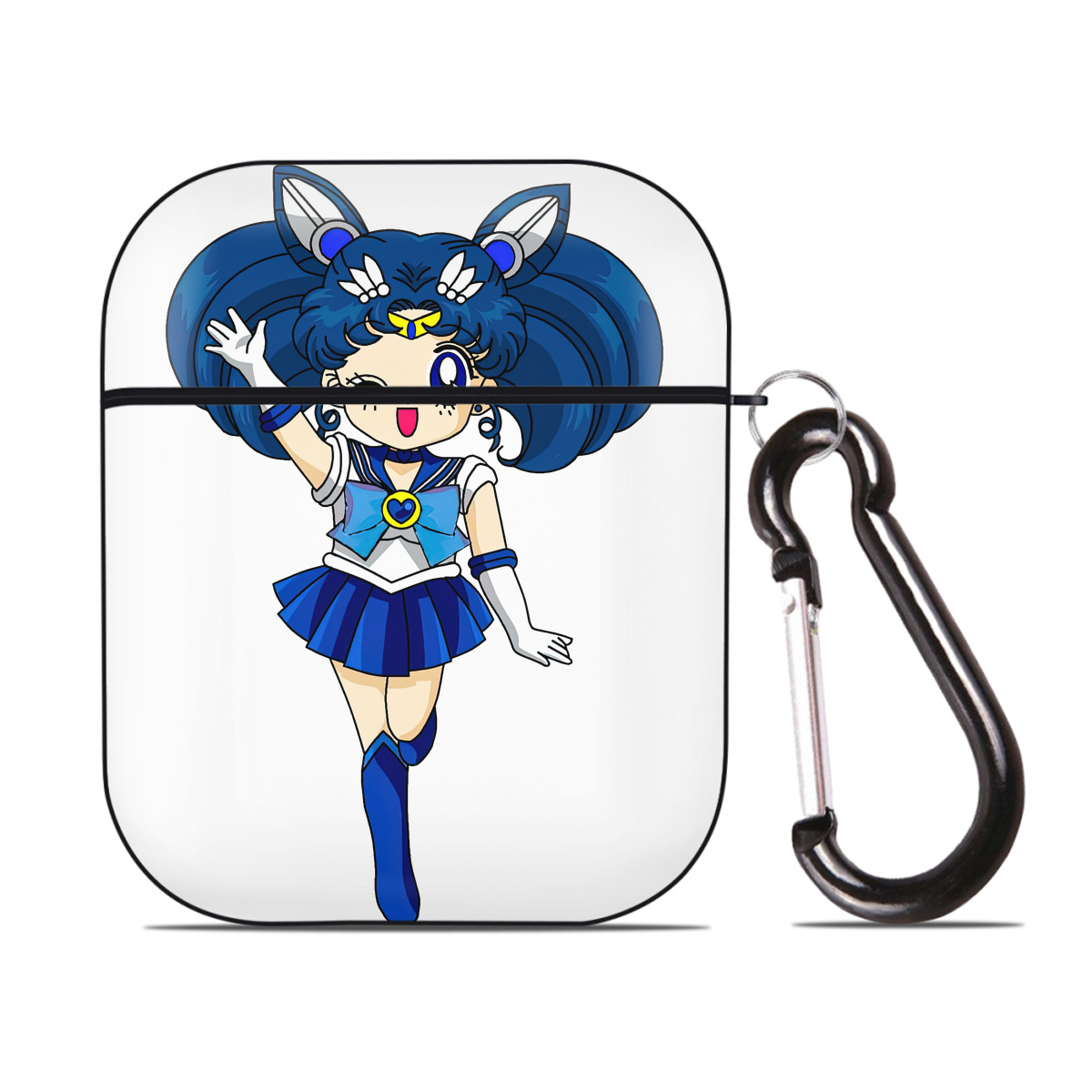 （画像用） 美少女戦士セーラームーン 水野 亜美 みずの あみ Sailor Moon Mizuno Ami AirPods 第2世代保護ケース ハードシェル ブラック 耐衝撃・防指紋・カラビナ付き