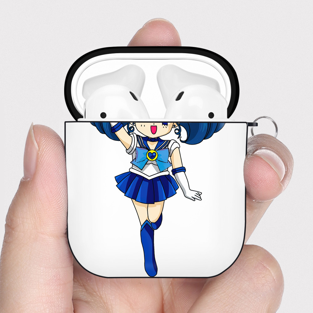 （画像用） 美少女戦士セーラームーン 水野 亜美 みずの あみ Sailor Moon Mizuno Ami AirPods 第2世代保護ケース ハードシェル ブラック 耐衝撃・防指紋・カラビナ付き