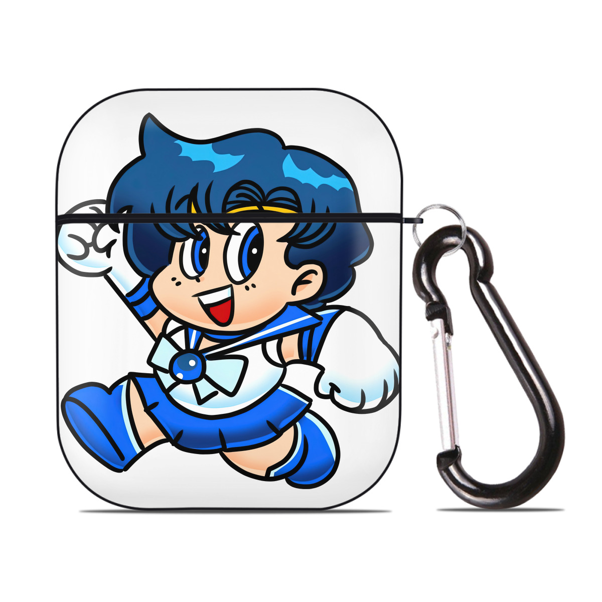 （画像用） 美少女戦士セーラームーン 水野 亜美 みずの あみ Sailor Moon Mizuno Ami AirPods 第2世代保護ケース ハードシェル ブラック 耐衝撃・防指紋・カラビナ付き