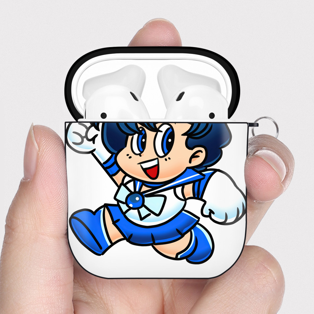 （画像用） 美少女戦士セーラームーン 水野 亜美 みずの あみ Sailor Moon Mizuno Ami AirPods 第2世代保護ケース ハードシェル ブラック 耐衝撃・防指紋・カラビナ付き