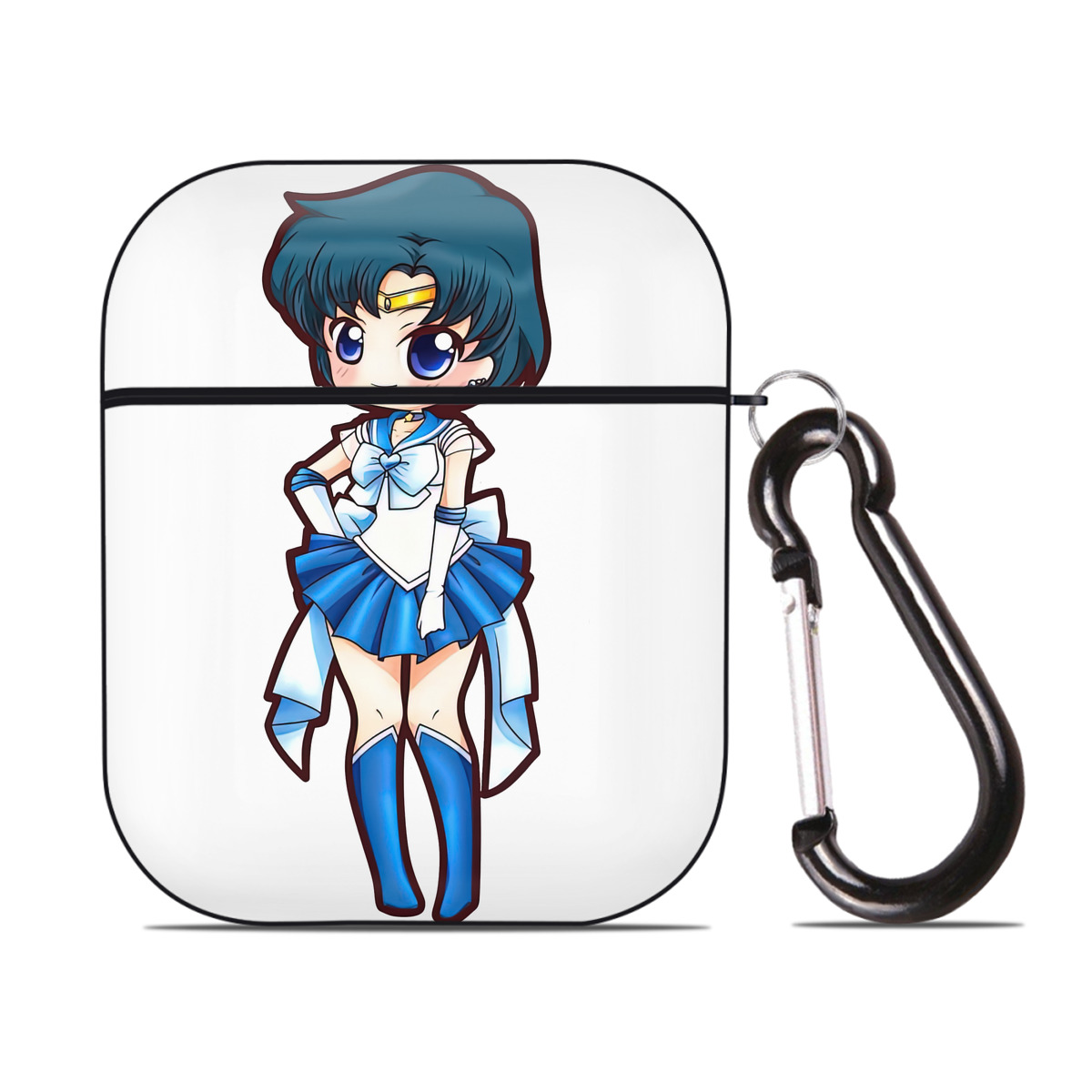 （画像用） 美少女戦士セーラームーン 水野 亜美 みずの あみ Sailor Moon Mizuno Ami AirPods 第2世代保護ケース ハードシェル ブラック 耐衝撃・防指紋・カラビナ付き