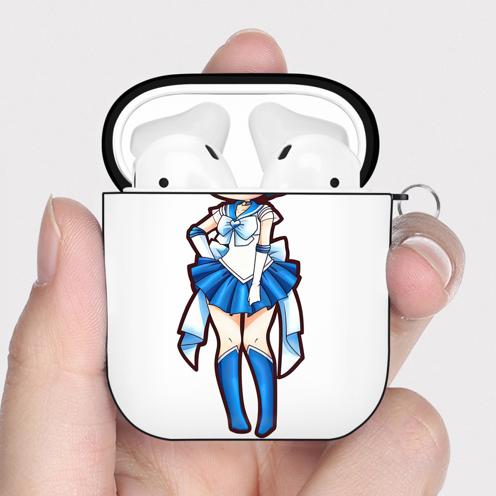 （画像用） 美少女戦士セーラームーン 水野 亜美 みずの あみ Sailor Moon Mizuno Ami AirPods 第2世代保護ケース ハードシェル ブラック 耐衝撃・防指紋・カラビナ付き