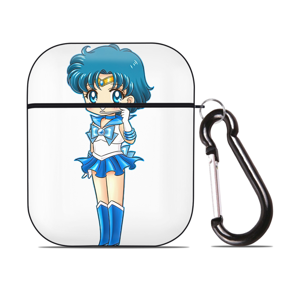 （画像用） 美少女戦士セーラームーン 水野 亜美 みずの あみ Sailor Moon Mizuno Ami AirPods 第2世代保護ケース ハードシェル ブラック 耐衝撃・防指紋・カラビナ付き