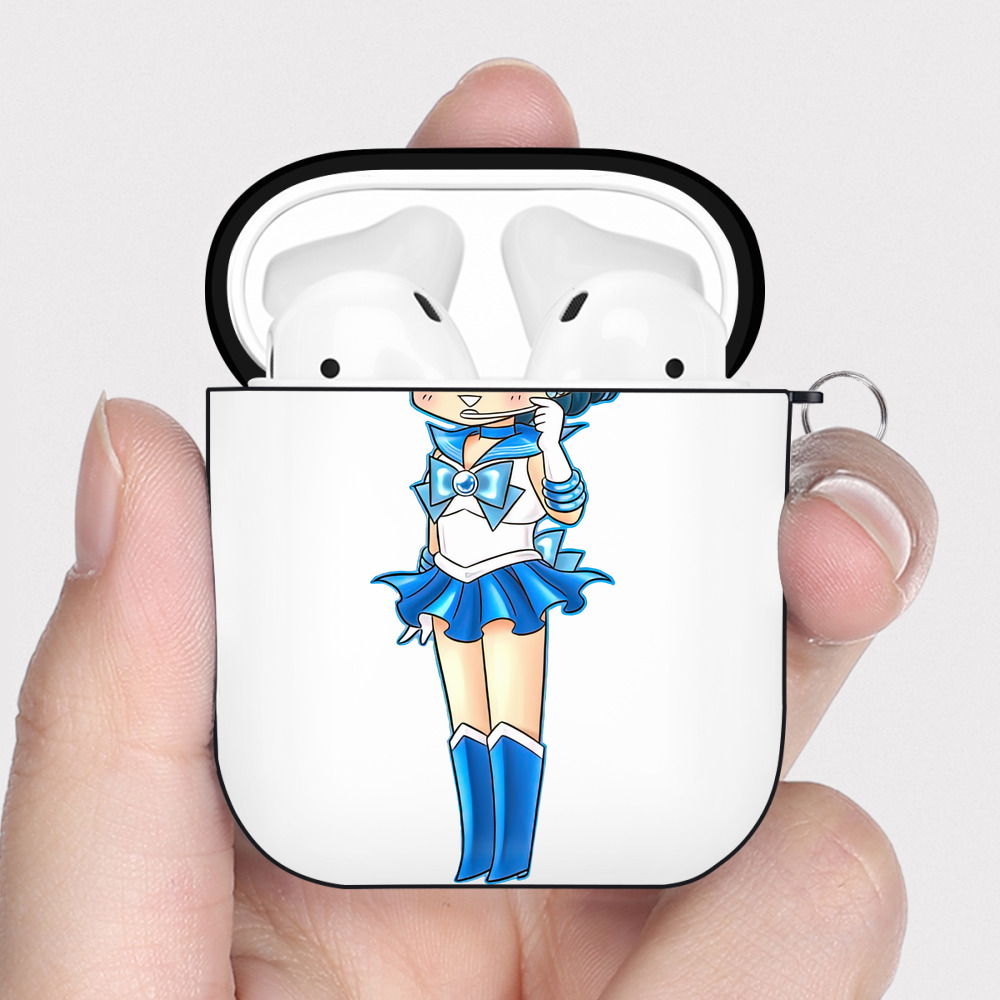 （画像用） 美少女戦士セーラームーン 水野 亜美 みずの あみ Sailor Moon Mizuno Ami AirPods 第2世代保護ケース ハードシェル ブラック 耐衝撃・防指紋・カラビナ付き