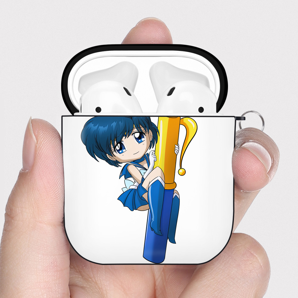 （画像用） 美少女戦士セーラームーン 水野 亜美 みずの あみ Sailor Moon Mizuno Ami AirPods 第2世代保護ケース ハードシェル ブラック 耐衝撃・防指紋・カラビナ付き