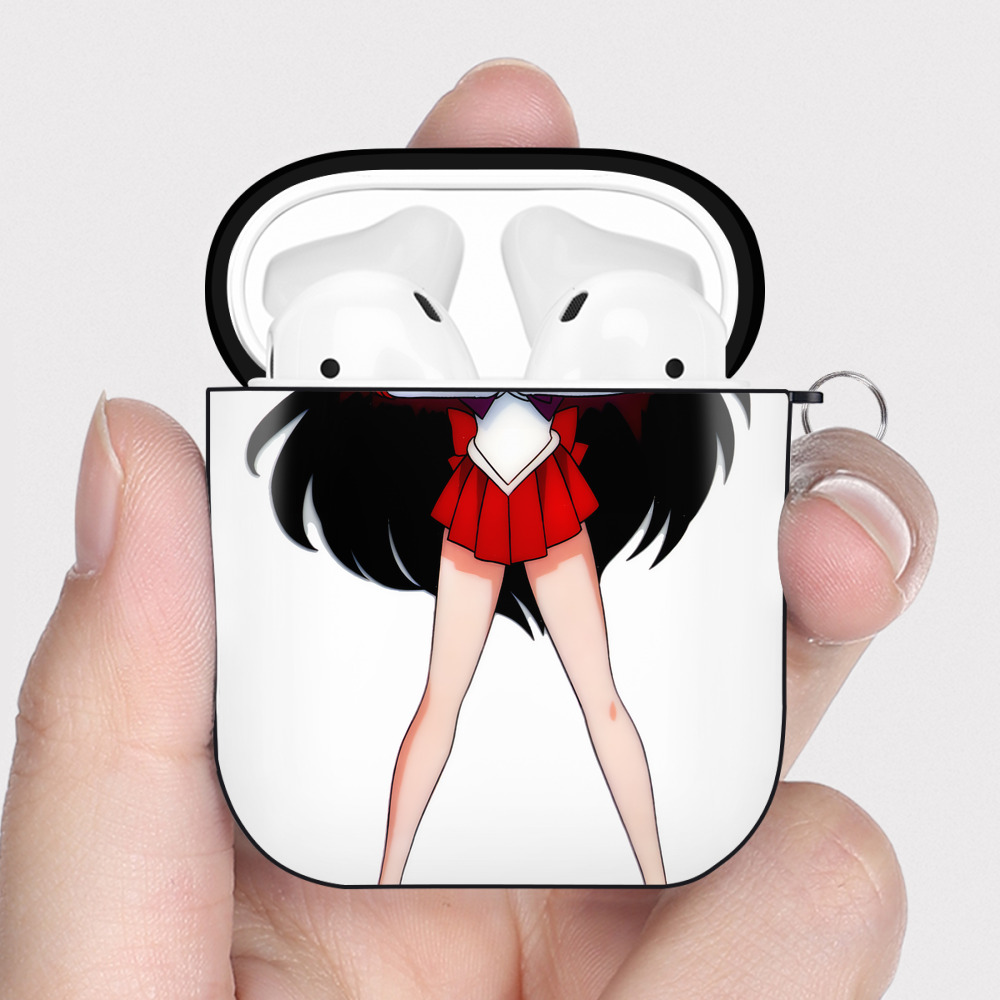 （画像用） 美少女戦士セーラームーン 火野レイ ひの レイ Sailor Moon Hino Rei （セーラーマーズ,Sailor Mars） AirPods 第2世代保護ケース ハードシェル ブラック 耐衝撃・防指紋・カラビナ付き
