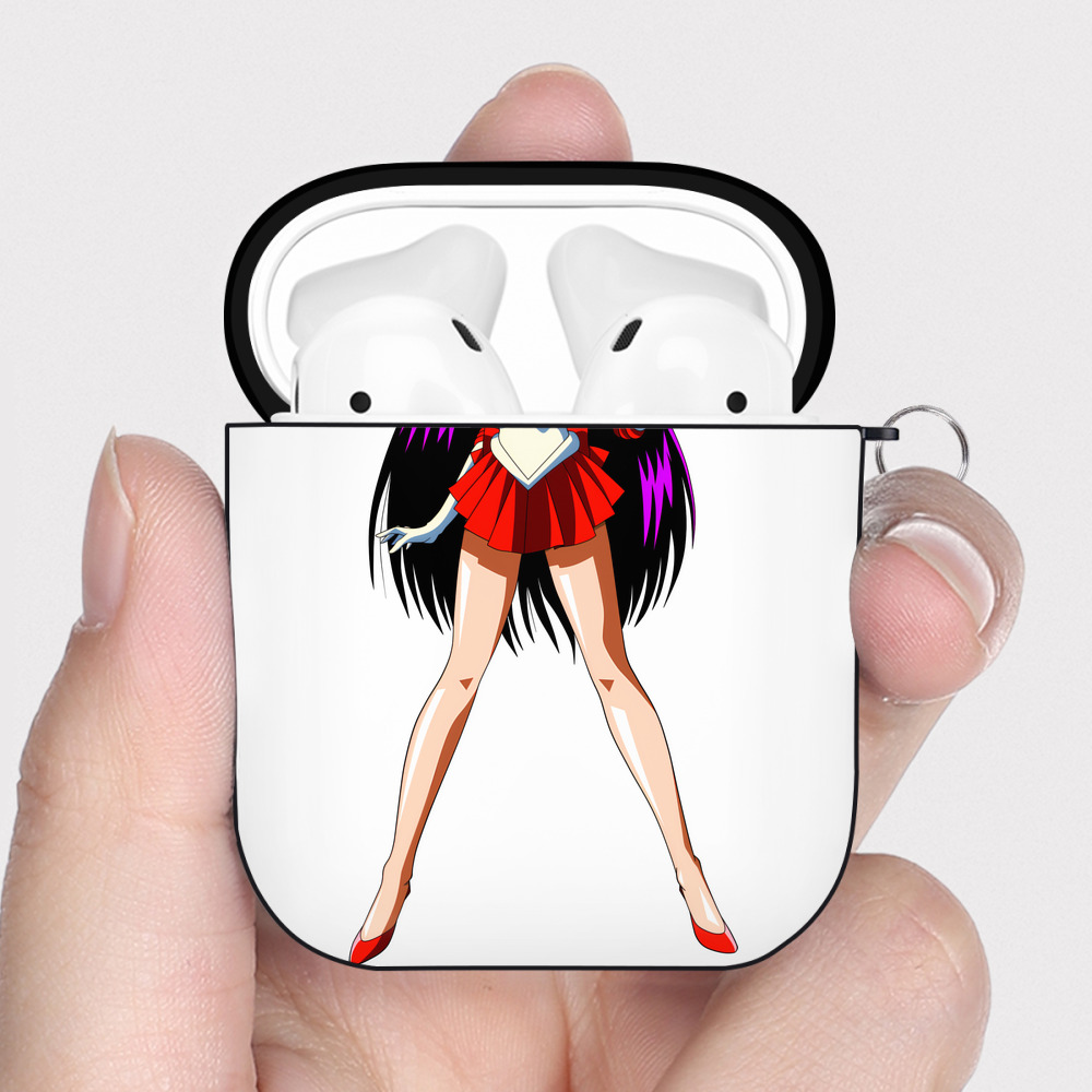 （画像用） 美少女戦士セーラームーン 火野レイ ひの レイ Sailor Moon Hino Rei （セーラーマーズ,Sailor Mars） AirPods 第2世代保護ケース ハードシェル ブラック 耐衝撃・防指紋・カラビナ付き