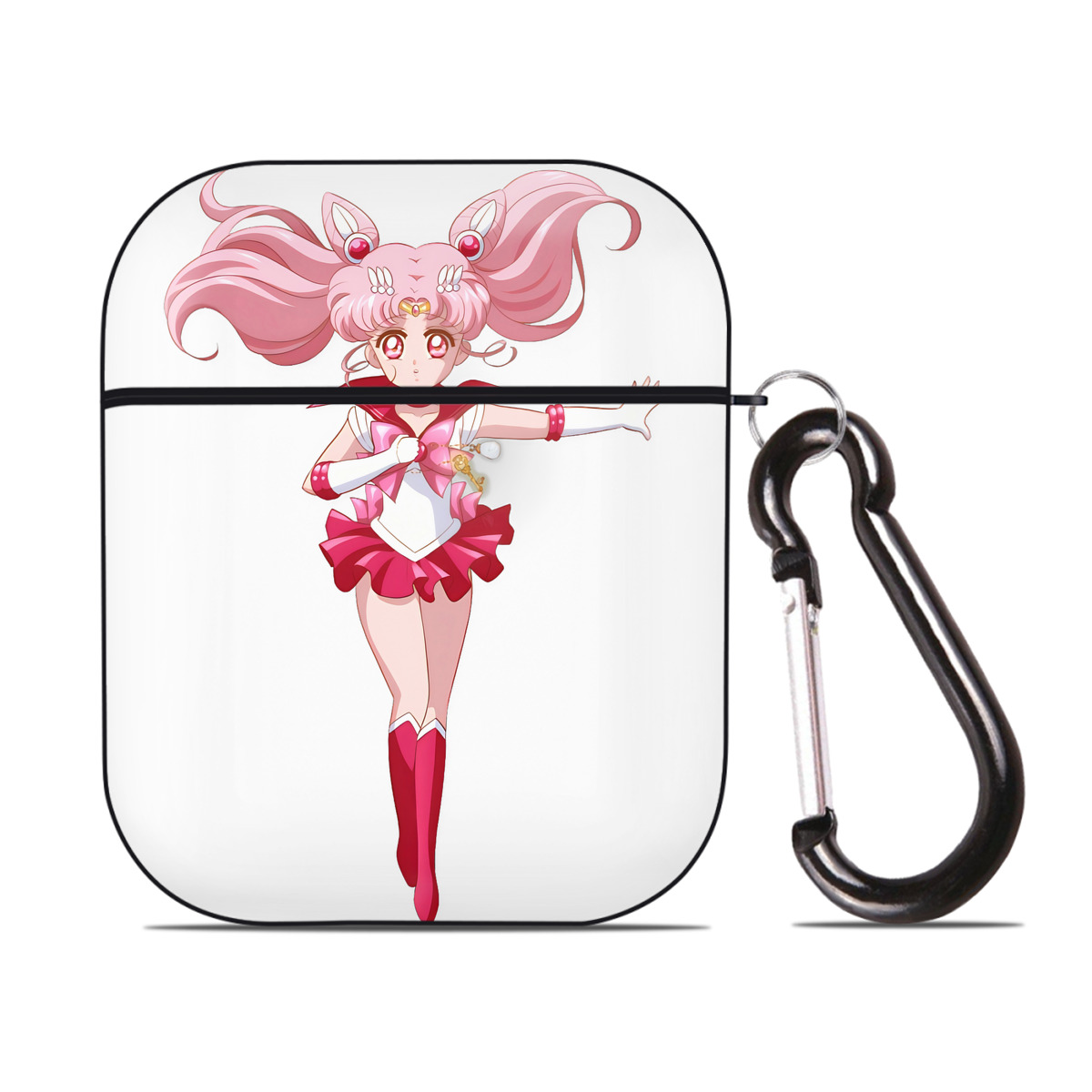 （画像用） 美少女戦士セーラームーン ちびうさ Sailor Moon Chibiusa Tsukino Usagi Small Lady Serenity AirPods 第2世代保護ケース ハードシェル ブラック 耐衝撃・防指紋・カラビナ付き