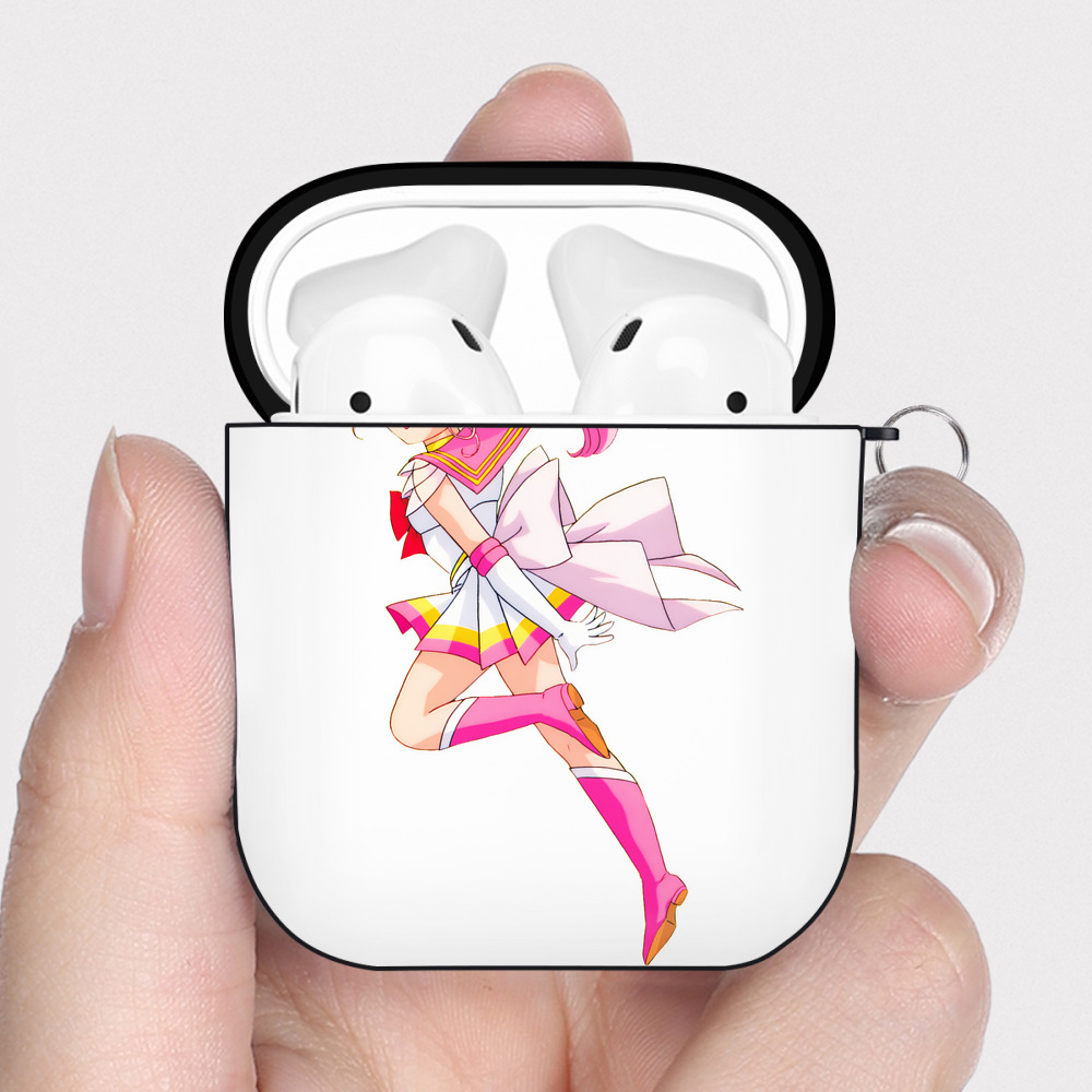 （画像用） 美少女戦士セーラームーン ちびうさ Sailor Moon Chibiusa Tsukino Usagi Small Lady Serenity AirPods 第2世代保護ケース ハードシェル ブラック 耐衝撃・防指紋・カラビナ付き