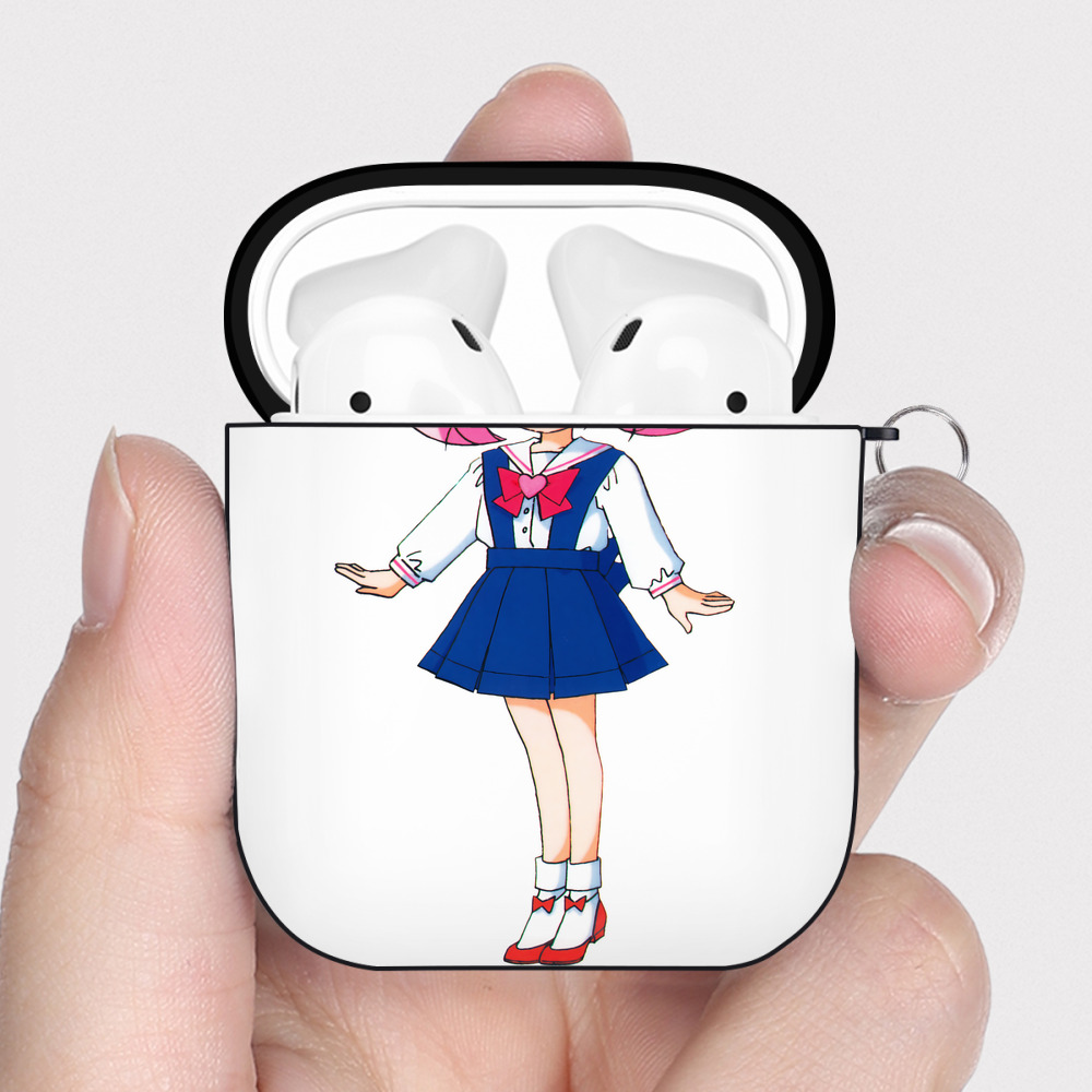 （画像用） 美少女戦士セーラームーン ちびうさ Sailor Moon Chibiusa Tsukino Usagi Small Lady Serenity AirPods 第2世代保護ケース ハードシェル ブラック 耐衝撃・防指紋・カラビナ付き