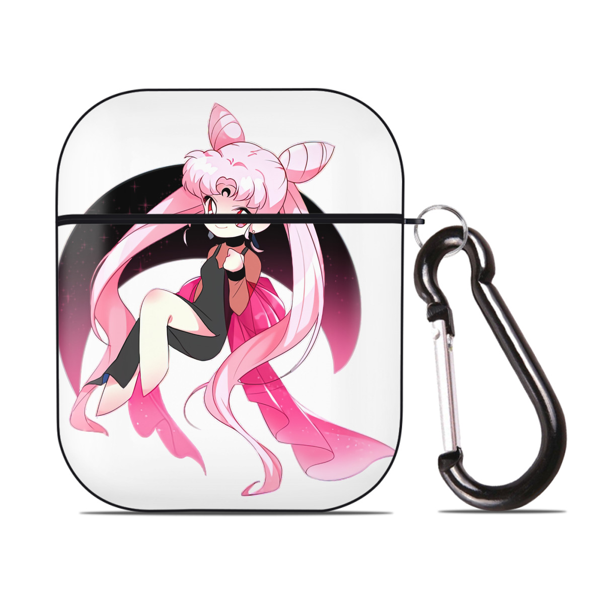 （画像用） 美少女戦士セーラームーン ちびうさ Sailor Moon Chibiusa Tsukino Usagi Small Lady Serenity AirPods 第2世代保護ケース ハードシェル ブラック 耐衝撃・防指紋・カラビナ付き