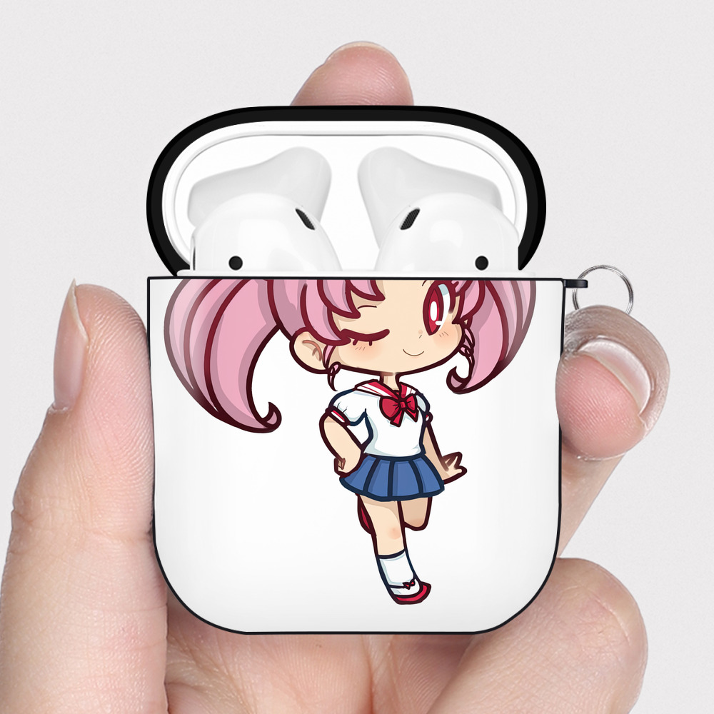 （画像用） 美少女戦士セーラームーン ちびうさ Sailor Moon Chibiusa Tsukino Usagi Small Lady Serenity AirPods 第2世代保護ケース ハードシェル ブラック 耐衝撃・防指紋・カラビナ付き